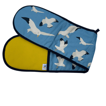 Double Oven Glove - Oh Gully (seagull) - Front View - A Joyful Addition To Any Kitchen