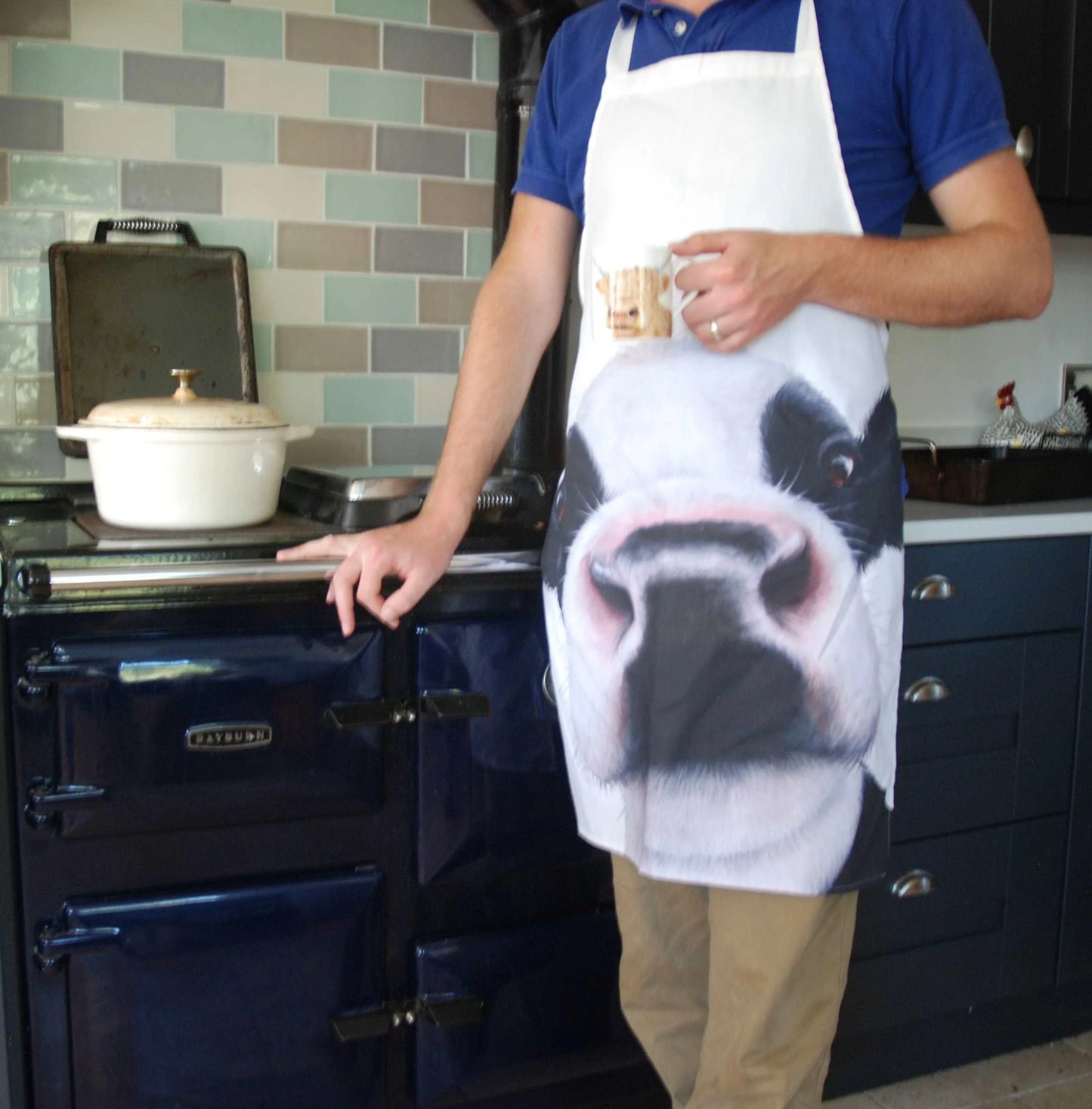 Friesian Cow Apron being worn