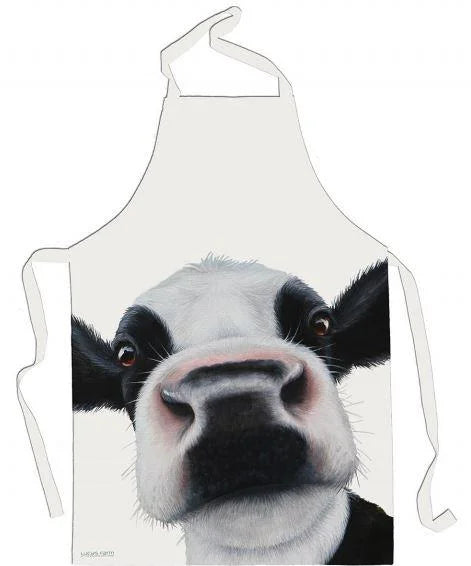 Friesian Black & White Cow Apron on white background.