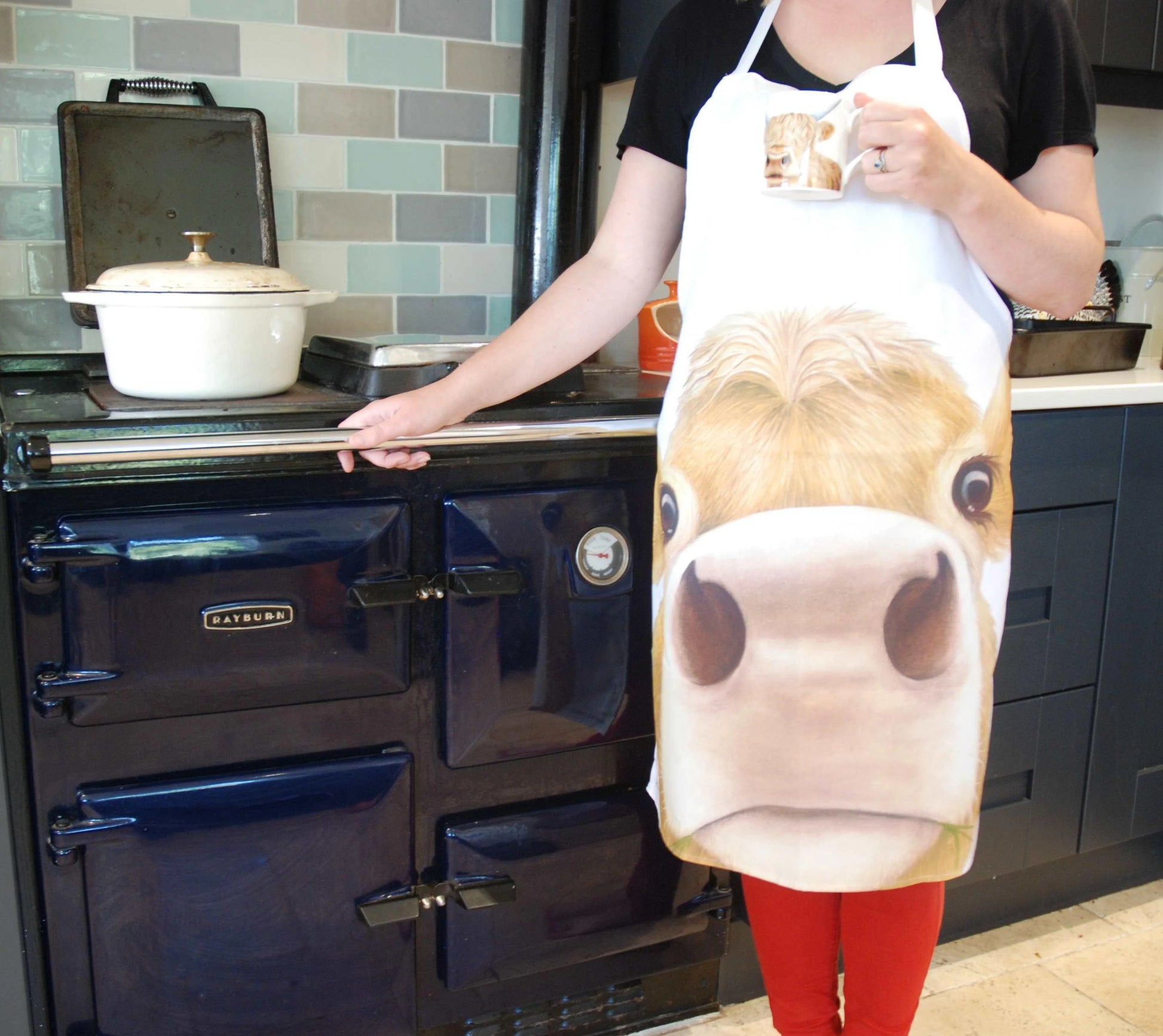Jersey Cow Apron Being Worn
