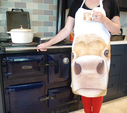 Jersey Cow Apron Being Worn