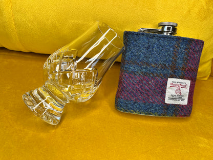 Pink And Blue Harris Tweed Hip Flask - Alternate Angle - Homeware Gift