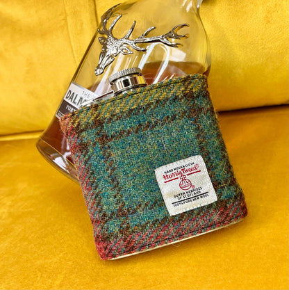 Harris Tweed Hip Flask - Autumnal - Front View - A Joyful Addition To Any Kitchen