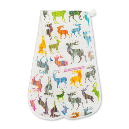 Colourful Stag Double Oven Glove (Multi) - Folded - A Joyful Addition To Any Kitchen