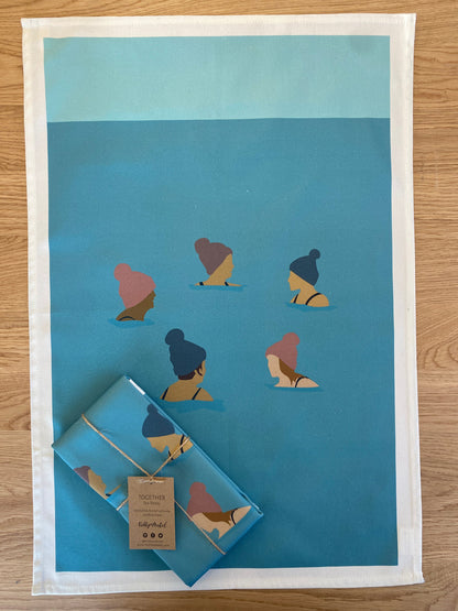 Wild Ones Wild Swimming Tea Towel (group) - Alternate Angle - Homeware Gift