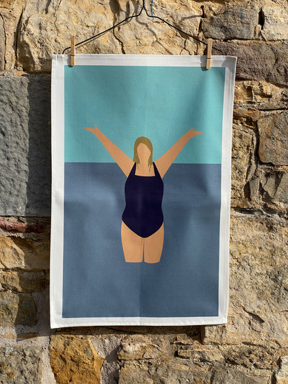 Wild Me 100% Cotton Wild Swimmer Tea Towel - Alternate Angle - Homeware Gift