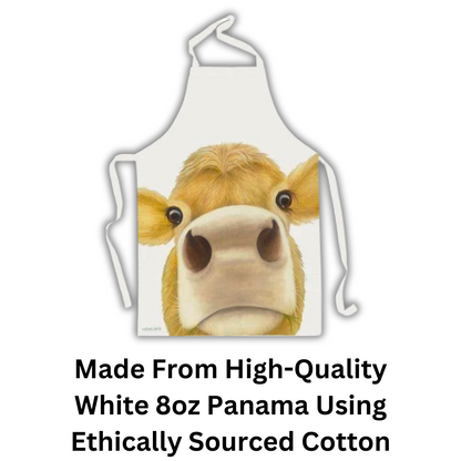 Jersey Brown Cow Apron - 100% Cotton - Colourful Close-up