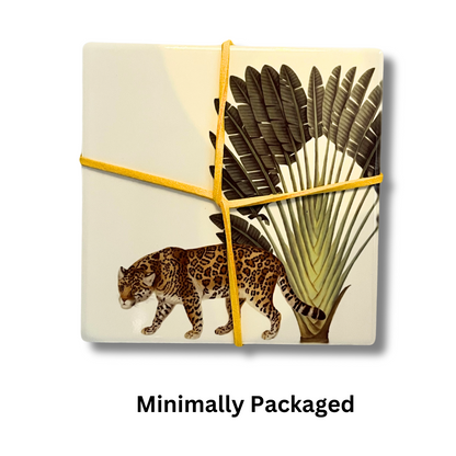 Menagerie Jungle Animal Coasters, Ceramic, Set Of 4 - Detail Shot - Colourful Close-up