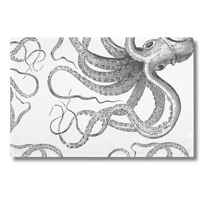 Black & White Octopus Kraken Tea Towel - Front View - A Joyful Addition To Any Kitchen