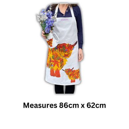 Autumn Leaf Highland Cow Apron - 86 Cm X 62 Cm - Gift Idea