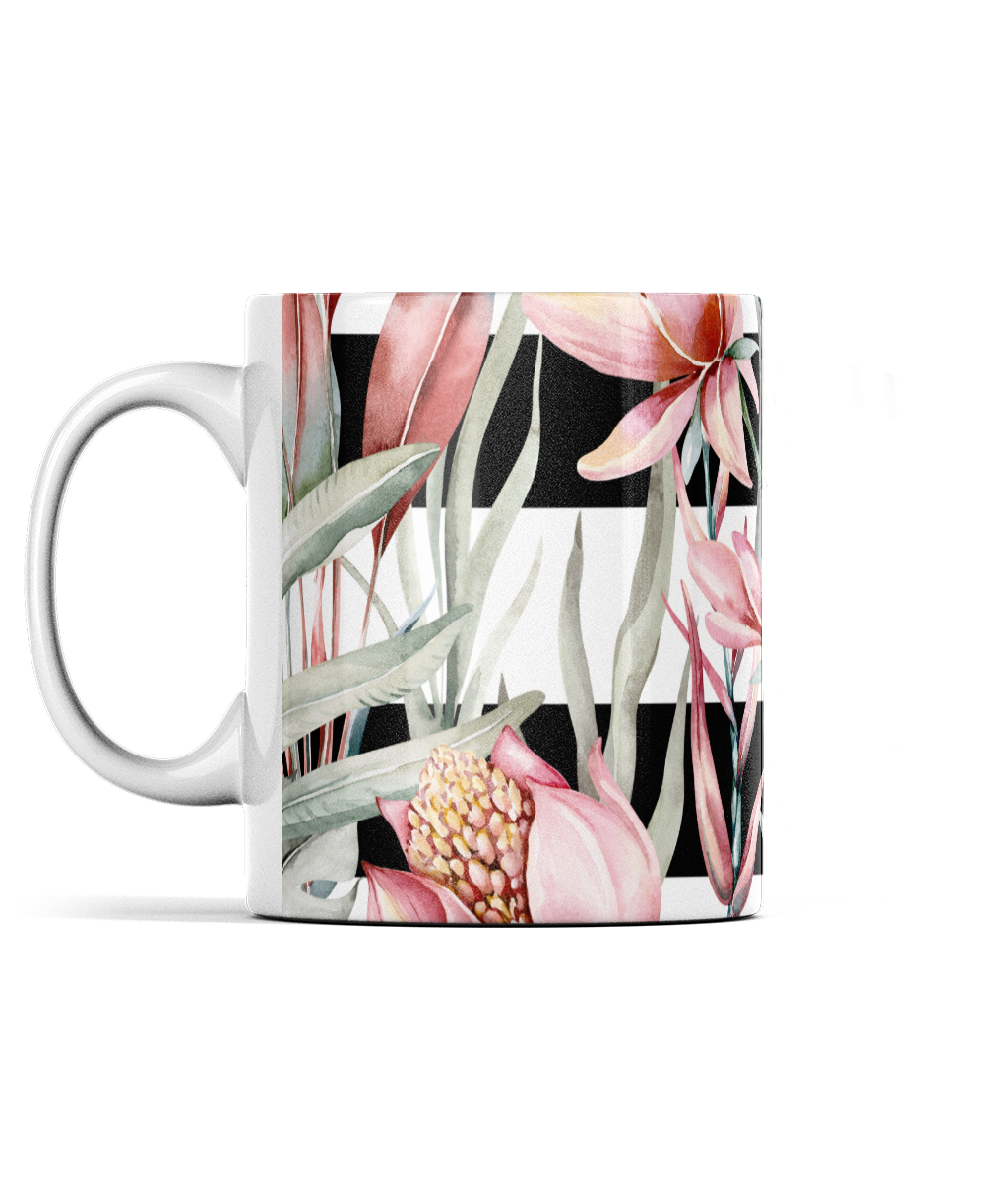 Tropical Floral Stripe Mug