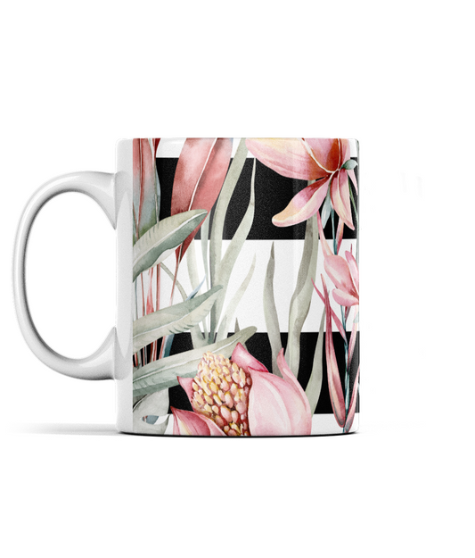 Tropical Floral Stripe Mug
