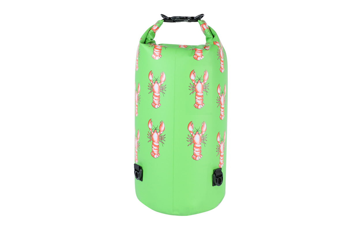 Lobster Swimming Dry Bag (Green) pictured from the back on white background.