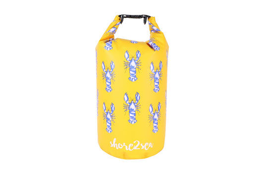 Lobster Swimming Dry Bag (Yellow) on white background.