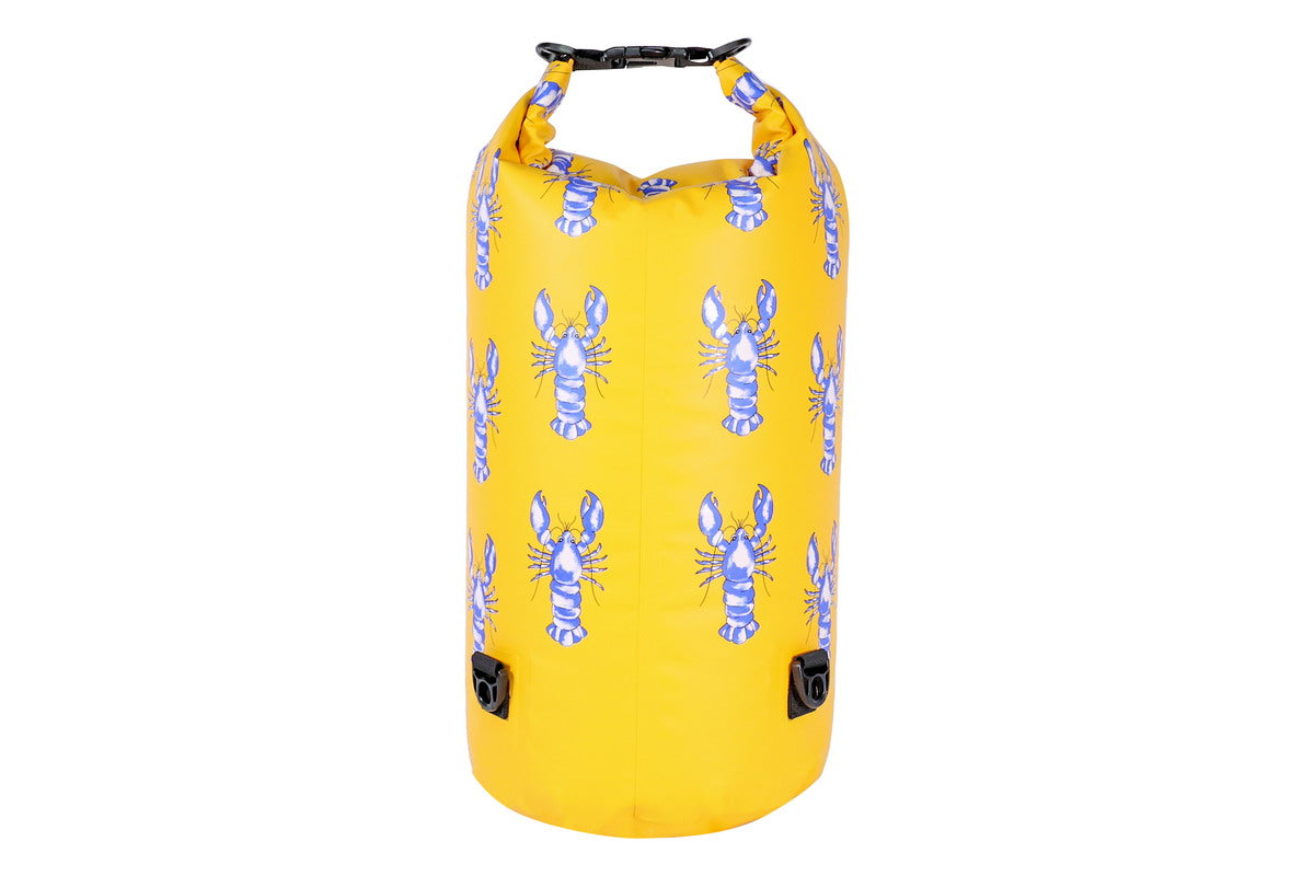 Lobster Swimming Dry Bag (Yellow) pictured from the back on white background.