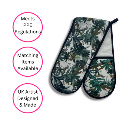Menagerie Green Jungle Double Oven Glove - Side View - Quirky Detail