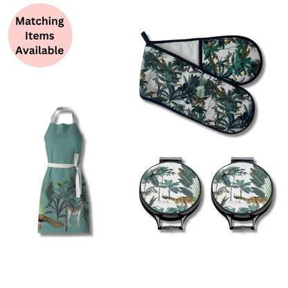 Menagerie Green Jungle Double Oven Glove - Detail Shot - Colourful Close-up