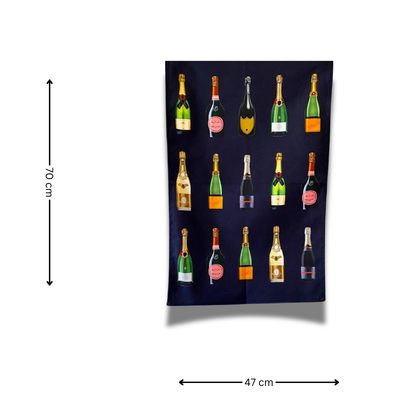 Navy Blue Champagne Tea Towel - 70 Cm X 47 Cm - Gift Idea