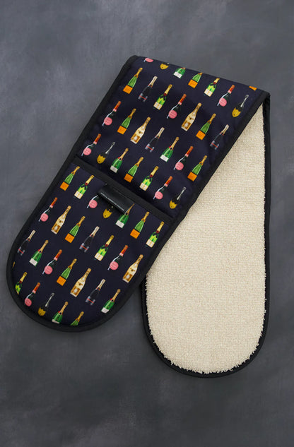 Navy Champagne Double Oven Glove - Alternate Angle - Homeware Gift
