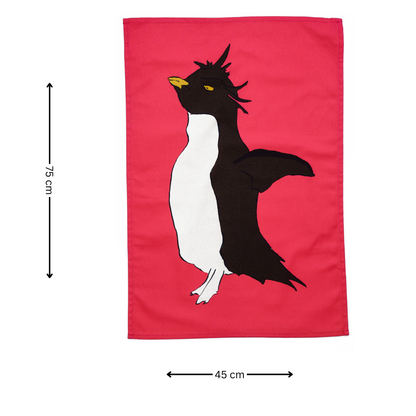 100% Cotton Pink Penguin Tea Towel - Back View - Gift Idea