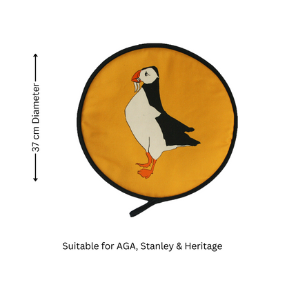 Mustard Yellow Puffin Chef's Pads For Aga - Back View - Gift Idea