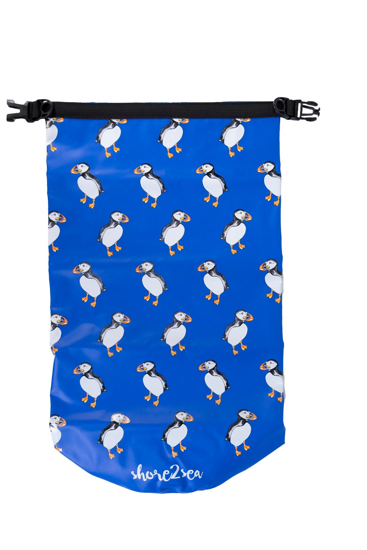 Puffin Swimming Dry Bag flat and on white background.  