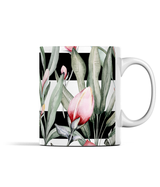 Tropical Floral Stripe Mug