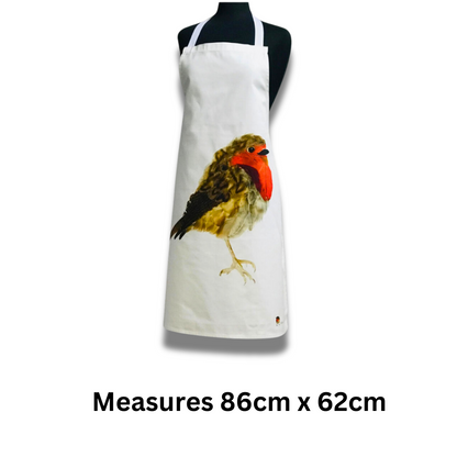 100% Cotton Robin Redbreast Apron - Back View - Gift Idea