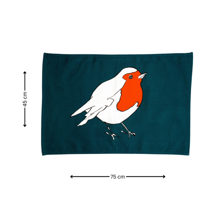 100% Cotton Blue Robin Tea Towel - 45 Cm X 75 Cm - Gift Idea