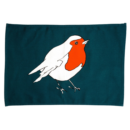 100% Cotton Blue Robin Tea Towel - Front View - A Joyful Addition To Any Kitchen
