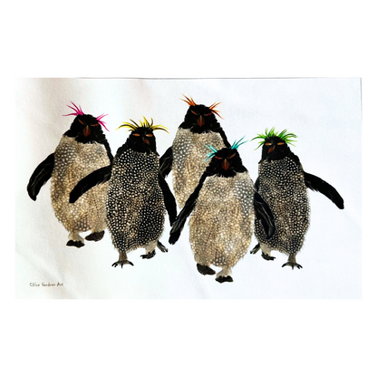 Rockhopper Penguin Tea Towel - Front View - A Joyful Addition To Any Kitchen