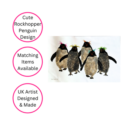 Rockhopper Penguin Tea Towel - Side View - Quirky Detail