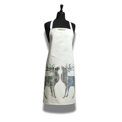 Silver Stag Apron - Front View - A Joyful Addition To Any Kitchen