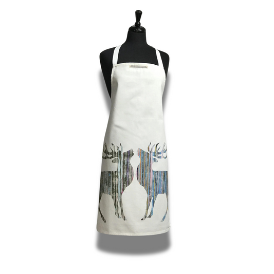 Silver Stag Apron on white background.