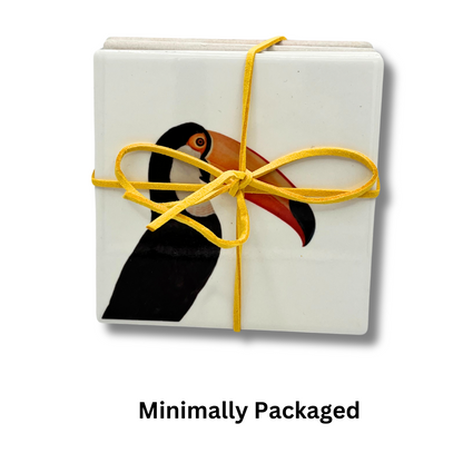 Toucan Rainbow Coasters, Ceramic, Set Of 4 - Alternate Angle - Homeware Gift