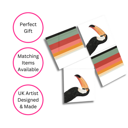 Toucan Rainbow Coasters, Ceramic, Set Of 4 - Made In The Uk - Quirky Detail