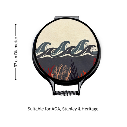 Grey Under The Sea Chef's Pads For Aga - 37 Cm Diameter - Colourful Close-up