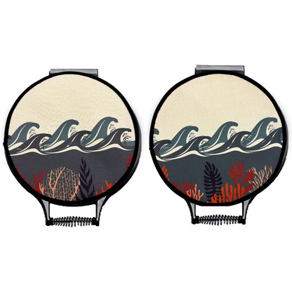 Grey Under The Sea Chef's Pads For Aga - Front View - A Joyful Addition To Your Kitchen