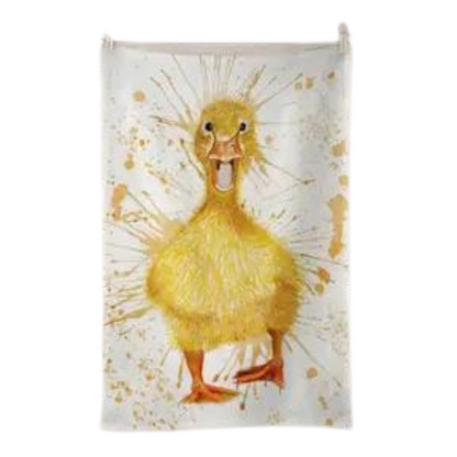 100% Cotton Yellow Duckling Tea Towel - Front View - Funny Gift