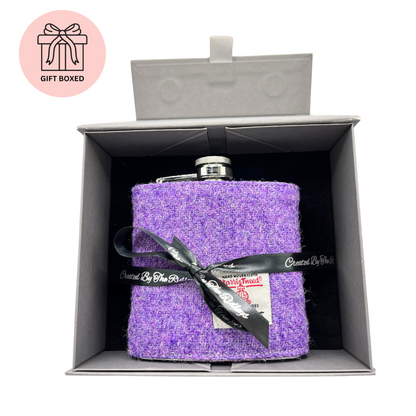 Purple Harris Tweed Hip Flask - Gift Boxed - Gift Idea