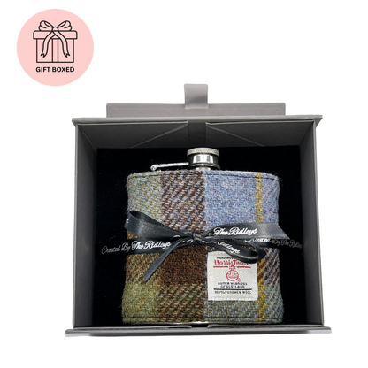 Macleod Tartan Harris Tweed Hip Flask - Gift Boxed - Gift Idea