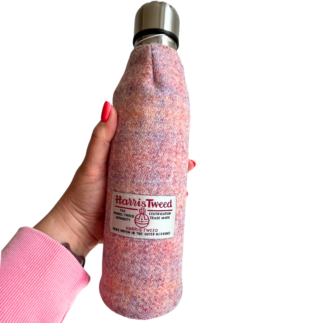 Pink Harris Tweed Thermos Flask 500 ml held in woman's hand