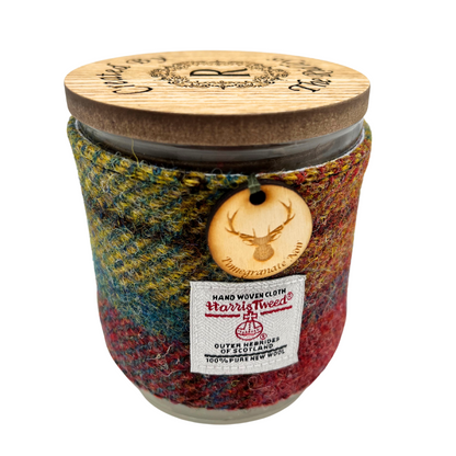 Pomegranate Noir Harris Tweed Candles - Front View - Ideal Gift