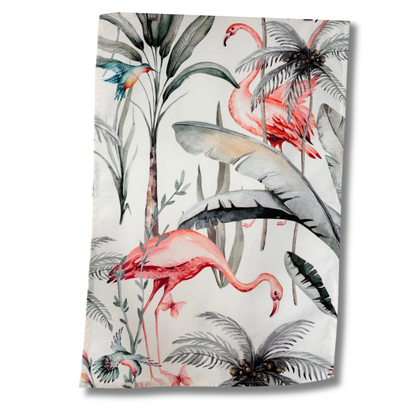 White Tropical Flamingo Tea Towel - A Joyful Addition To Any Kitchen - Unique Gift