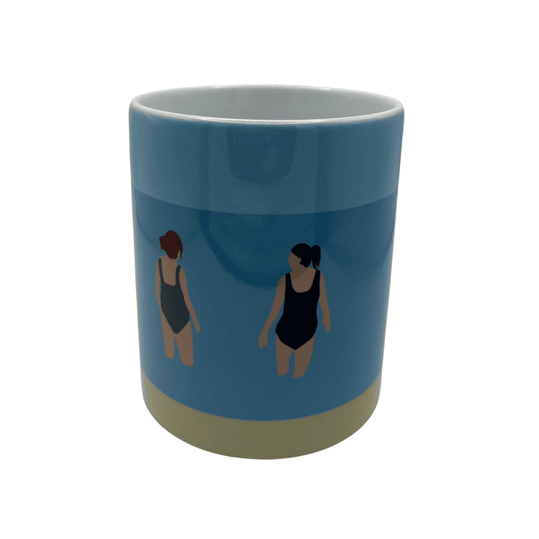 Wild Friends Wild Swimming Mug on white background.