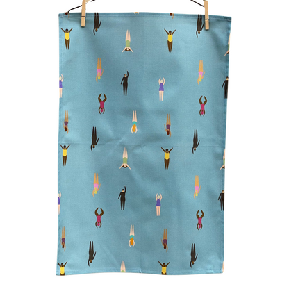 Wild Swimming Tea Towel - Quirky Design - A Joyful Addition To Any Kitchen