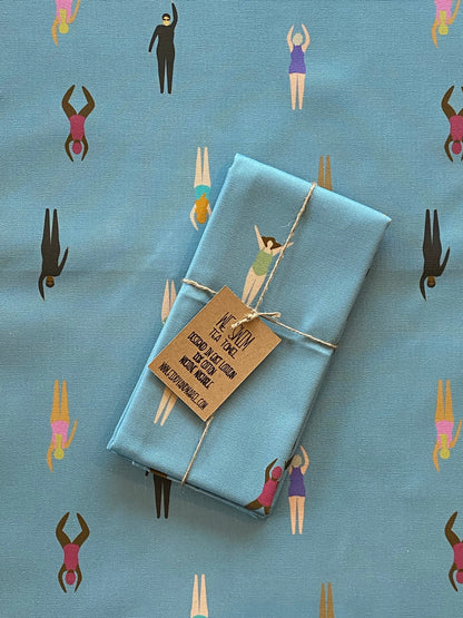 Wild Swimming Tea Towel - Detail Shot - Colourful Close-up
