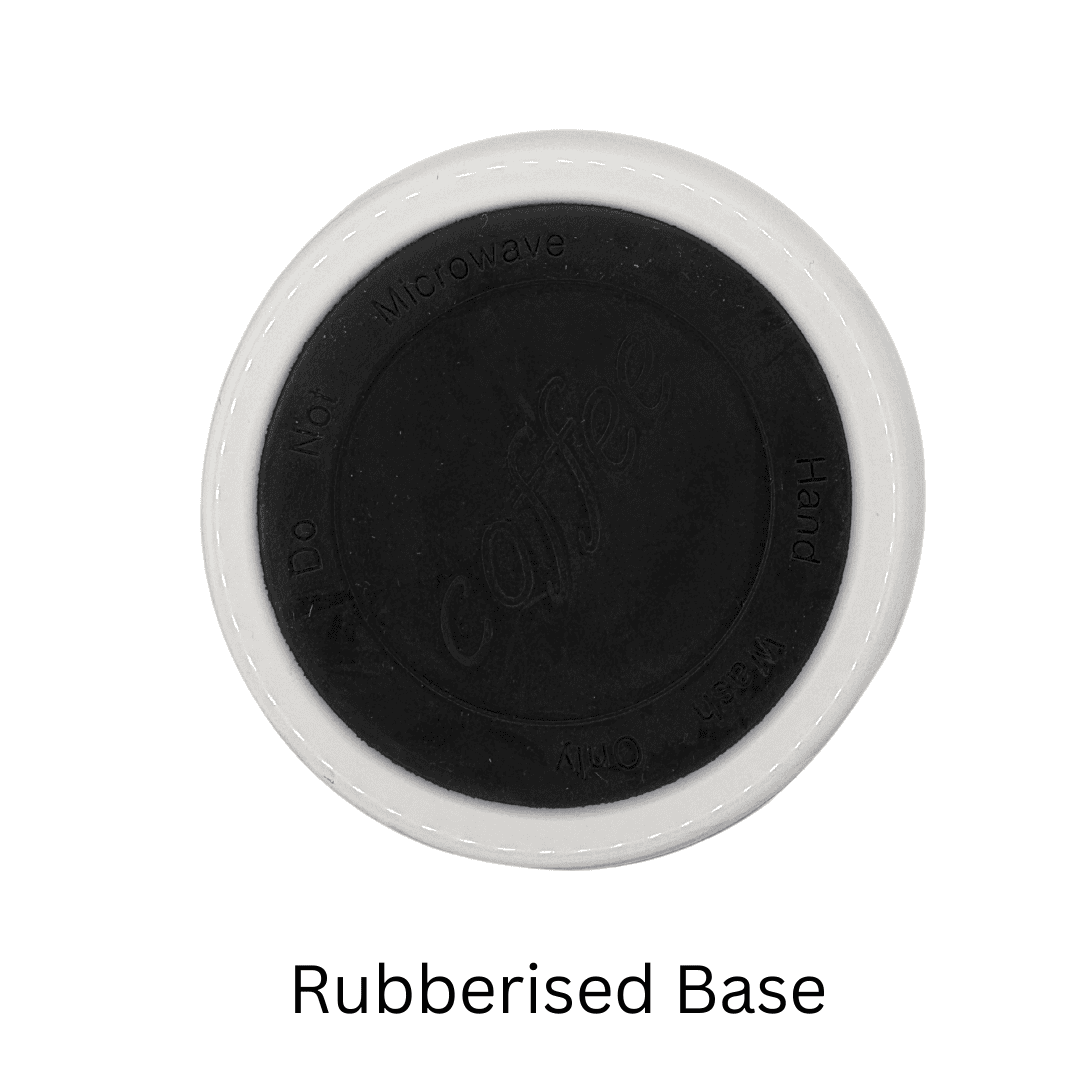 Wild Swimming Thermal Cup base with text which reads "rubberised base".