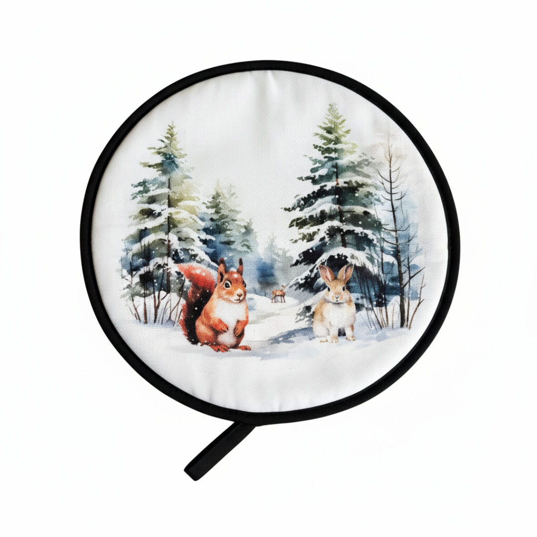 Winter Wonderland Animals Chef's Pads For AGA on White Background.