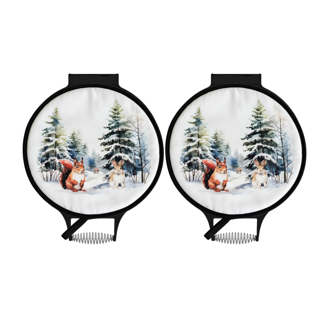 Winter Woodland Animals Chef’s Pads for Aga on AGA Lids.  Perfect gift for AGA Lovers.